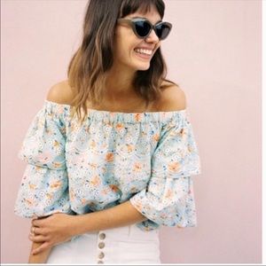 LAIA Off the shoulder floral eyelet top